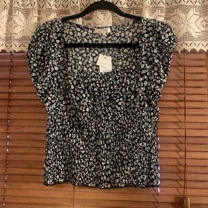 Ultra Flirt Black and White Floral Top